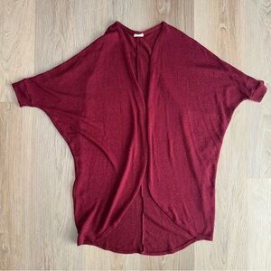 Burgundy Short Sleeve Open Front Cardigan by Full Tilt - Size XS